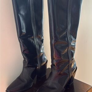 SENSO Glossy Black Over-the-Knee Patent Boots